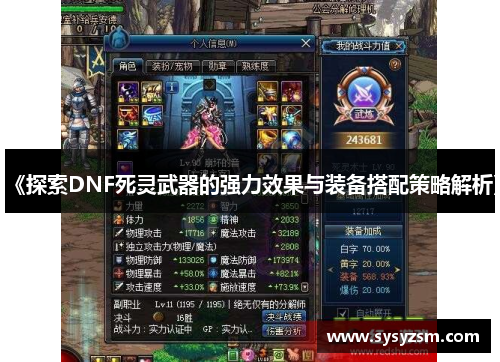 《探索DNF死灵武器的强力效果与装备搭配策略解析》